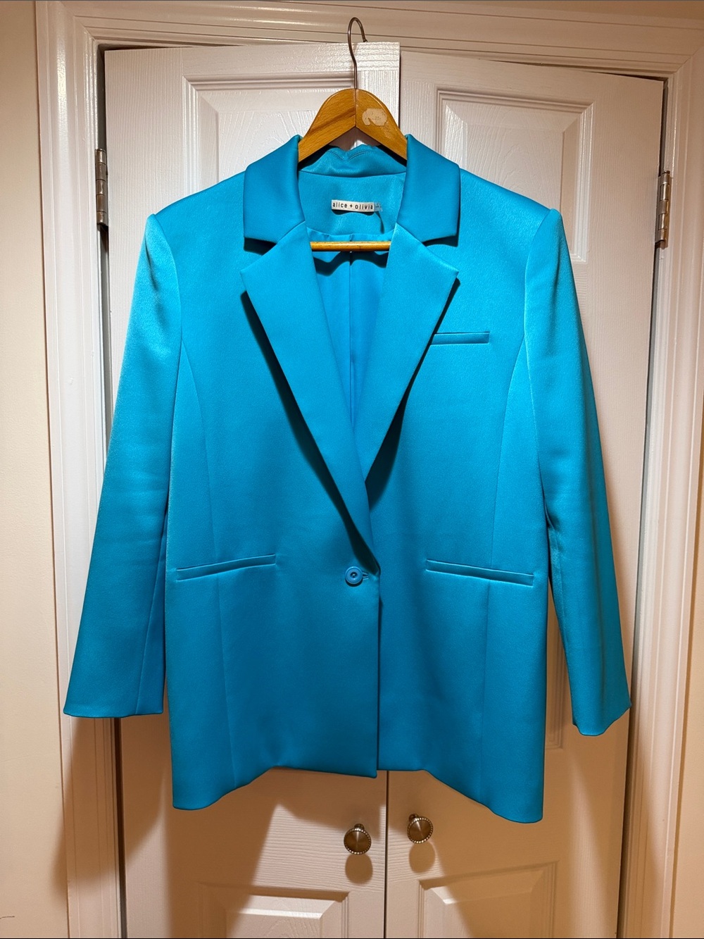 Alice + Olivia Vibrant Teal Single-Button Blazer